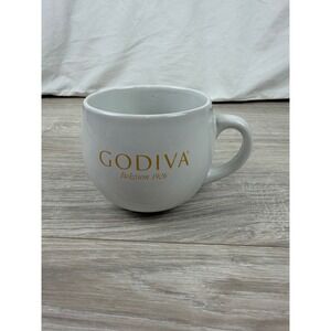 Godiva Belgium 1926 White Stoneware Oversized Hot Chocolate Coffee Mug 1926 Gold